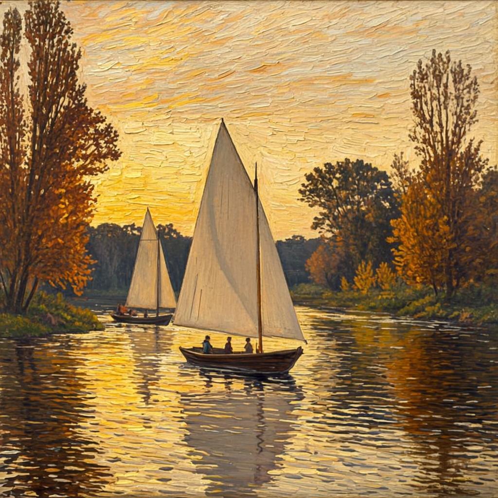 Regatta in Amber Light — Impressionism artwork